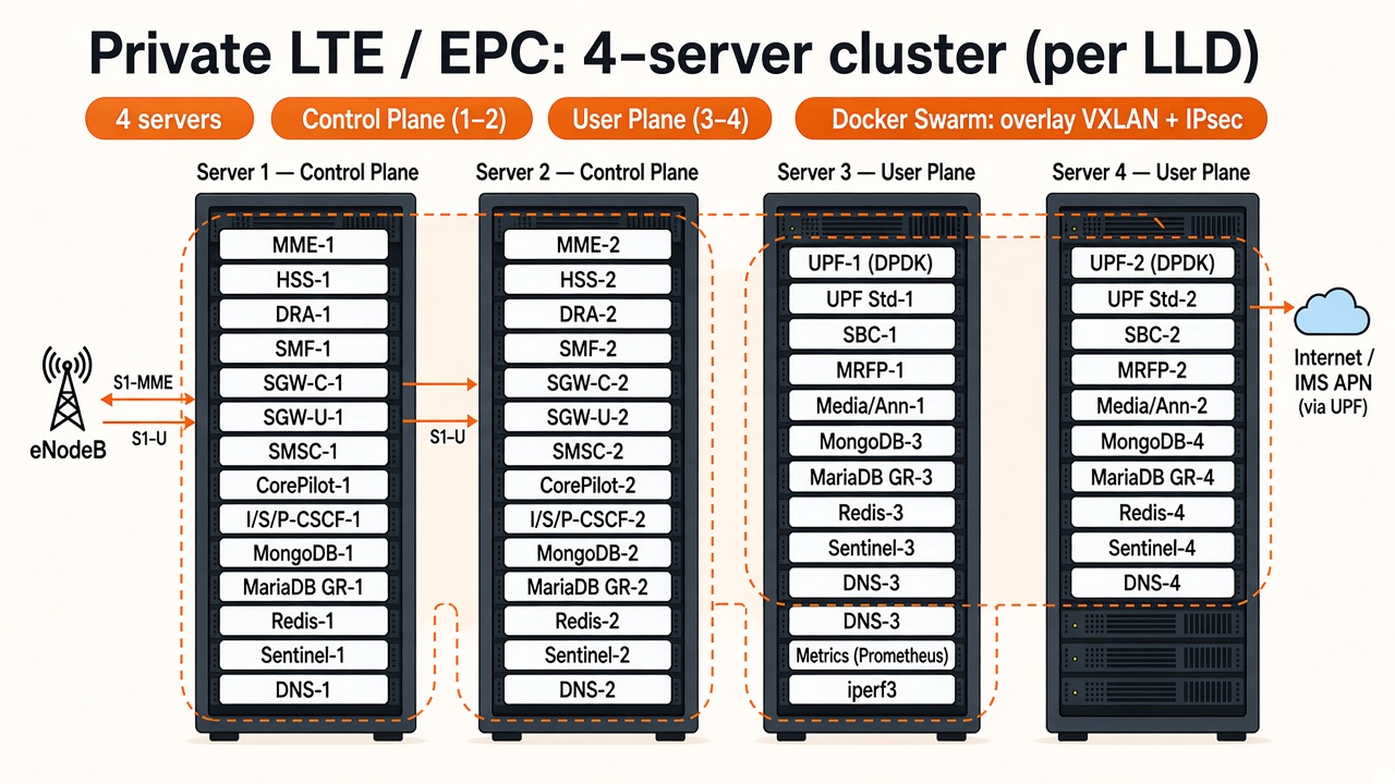 Core functions spread across several servers